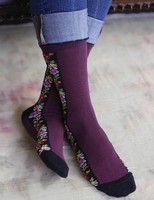 Victorian Trading Co Purple & Black Ribbon Floral Socks Free Ship on sale Victorian Trading Co Purple & Black Ribbon Floral Socks Free Ship on sale