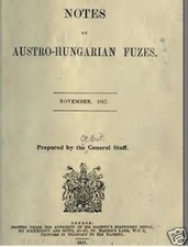 AUSTRIA-HUNGARY  ARTILLERY FUZES CD WW1 - ENGLISH , RARE