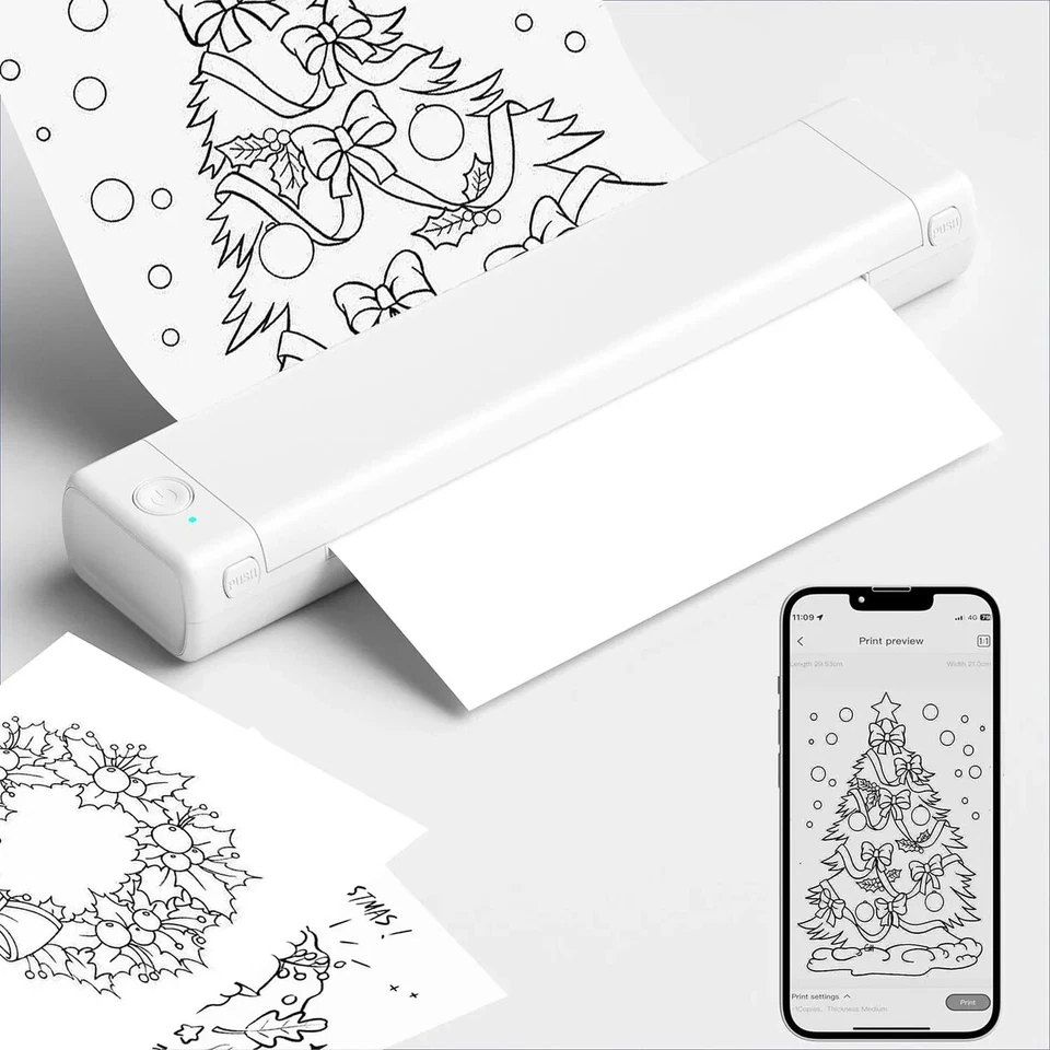 A4 Wireless Bluetooth Thermal Printer – Portable Travel Printer, No Ink Needed - Image 2 of 3