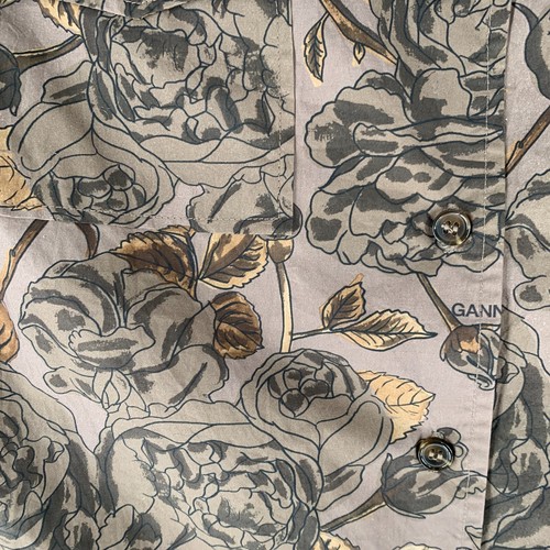 Camicia donna GANNI 36 marrone floreale popeline camicia bottoni spalle scoperte - Foto 4 di 10