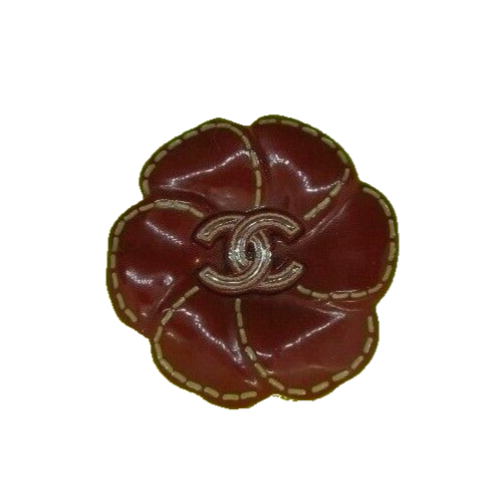 CHANEL Red Flower CC LOGO Pin Brooche Hard Plastic Signed - 第 1/6 張圖片