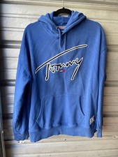 Tommy Jeans Light Blue Heavyweight Hoodie Tommy Hilfiger Men's XL Retro Big Logo