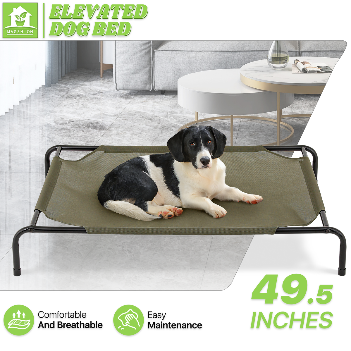Elevated Cooling Dog Bed 49" Raised Waterproof Pet Cots Folding w