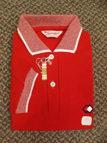 Sporty Rockabilly Vtg 1950s NEW NOS Red 100% Cotton Summer Polo Shirt Boys Sz 7 - Picture 5 of 7