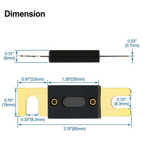 Baomain Bolt Fuse ANL-B 50A 50Amp for Car Vehicles Audio System Sheet Gold To... - Picture 4 of 5