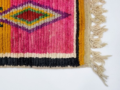 Moroccan Boujaad Handmade Rug 2'1x13'2 Berber Geometric Yellow Wool Nomad Carpet - 第 6/11 張圖片