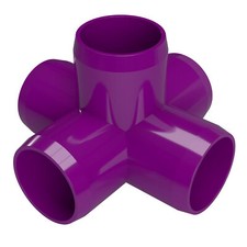 1/2" 5-Way PVC Cross Fitting, Purple (10-PK) FORMUFIT Furniture Grade, USA Made