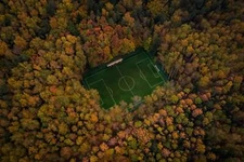 Landscape aerial view nature soccer field pitches fall Custom Gaming Mat Desk
