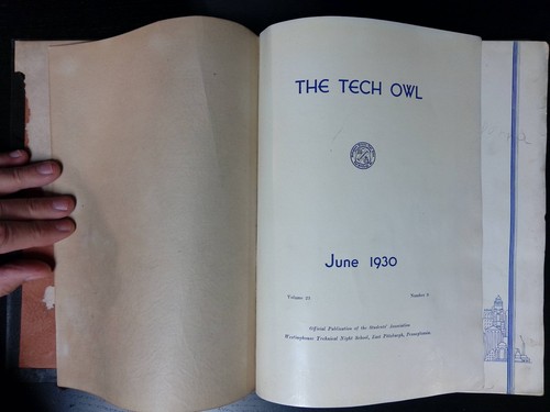 Anuario escolar nocturno técnico Westinghouse 1930 Tech Owl East Pittsburgh Pa - Imagen 3 de 12