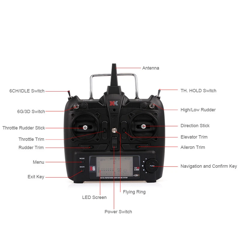 XK X6 Transmitter For K100 K110 K123 K124 RC Helicopter Remote Controller - Image 3 of 4