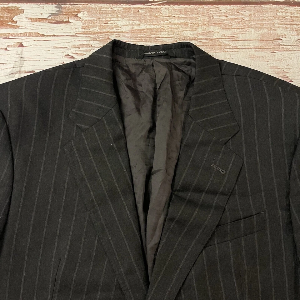 Armani Collezioni Sport Coat 44L Flannel Wool Charcoal Dark Gray 2-Button Italy - Image 2 of 4