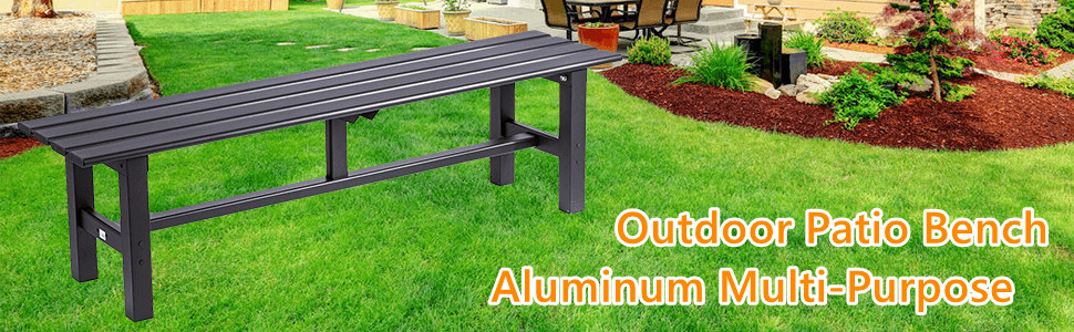 Lojok 59.1x14.2x15.7 inch Aluminum Outdoor Bench for Park Garden Patio Lounge