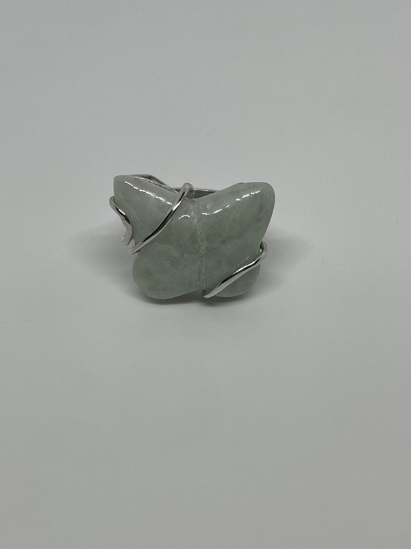 Sterling Silver 925 Butterfly Jade Ring Size 7