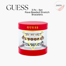 Image of GUESS, 3 - Pc Set Pave Beaded Stretch Bracelets