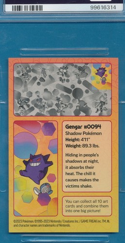 PSA 8 GENGAR POLIWAG PUZZLE PIECE 2023 POKEMON 151 MINI TIN GRADED NM-MINT TPHLC - Picture 3 of 5