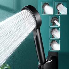 Shower Head 5 Modes Adjustment Bathroom Black High Pressure Shower Head Set