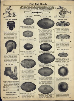 1928 PAPER AD Goldsmith Melon Football Leather Football Helmet Shoulder  Pads | eBay