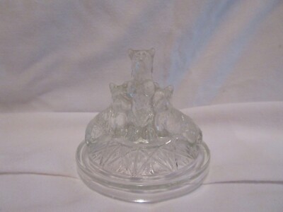 Vtg. LE Smith Glass My Pets Scottie Dog Vanity Powder Jars-Replacement Lid Only