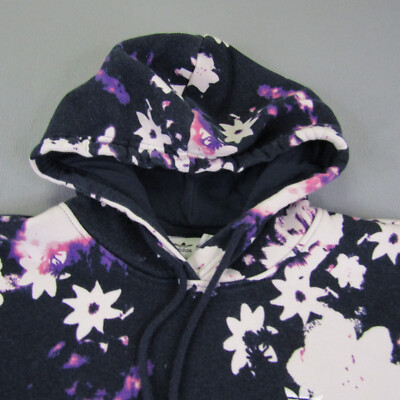 Adidas Hoodie Women XS Blue White Floral Tie Dye All Over