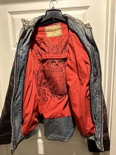 Strongarm Jacket Icon Moto Vintage Skulls Denim Size 2XL (Read Description) - Picture 4 of 10