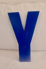 Thick Block Wood Letter 'Y' 14"H X 8.5"W x 1"D Blue Nursery Bedroom