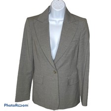Benetton Size Small Gray White Blue Pinstripe Blazer Lined Italy Single Button S