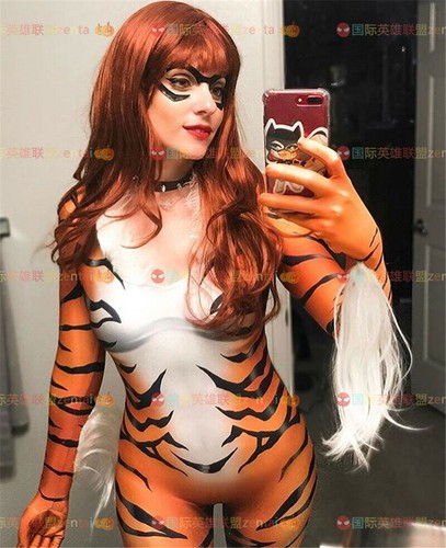 Mujeres Body Tigre Mono Rojo Negro Gato Disfraz Juegos con disfraces Halloween - Imagen 4 de 8