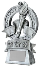 STAR MEDAL VICTORY SILVER TORCH RESIN TROPHY 6 1/2" FREE ENGRAVING PERSONALIZED