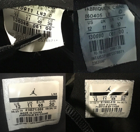 Jordan XI-XIV 11 Bred 12 Flu Game 13 Last Shot 14 Men&rsquo;s 12 🏀 130690 061 Lot (4)