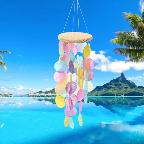 Handmade Shell Wind Chimes Capiz Shell Wind Chime Outdoor Indoor Decor - Picture 5 of 14
