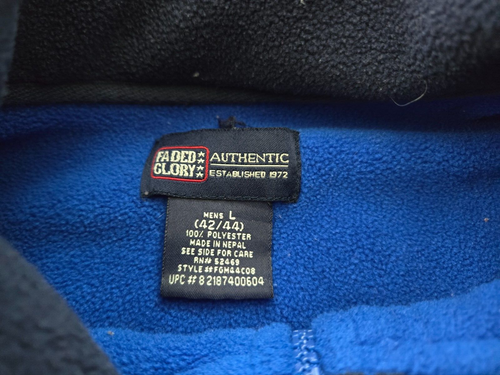 Faded Glory Pullover Mens Large (42/44) 1/4 Zip Fleece Long Sleeve Blue - Picture 4 of 9