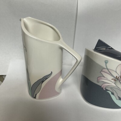 VNew Decade Cafe Du Soir Covered Sugar Bowl & Creamer Japan