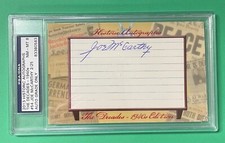 2013 HA DECADES 1940S JOE MCCARTHY AUTO INDEX CARD 2/25 PSA/DNA 8 NM-MT