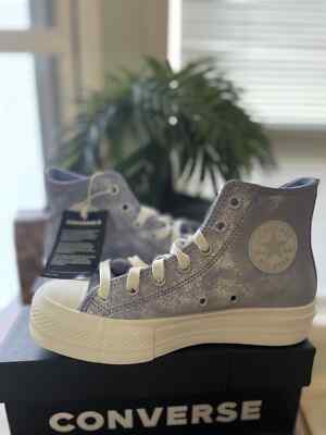 Chuck Taylor All Star Platform Suede Shimmer Lilac  sz 7 Women's High top NIB
