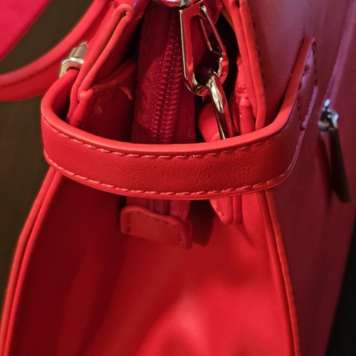 David Jones Paris Red Classic Handbag Women's PU Leather CM5693 NWT - Imagen 14 de 18