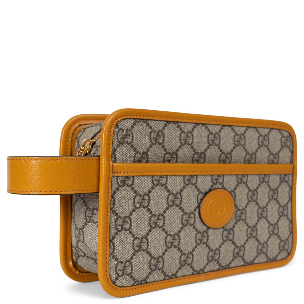 70793 auth GUCCI mustard yellow GG SUPREME canvas TRAVEL POUCH Bag