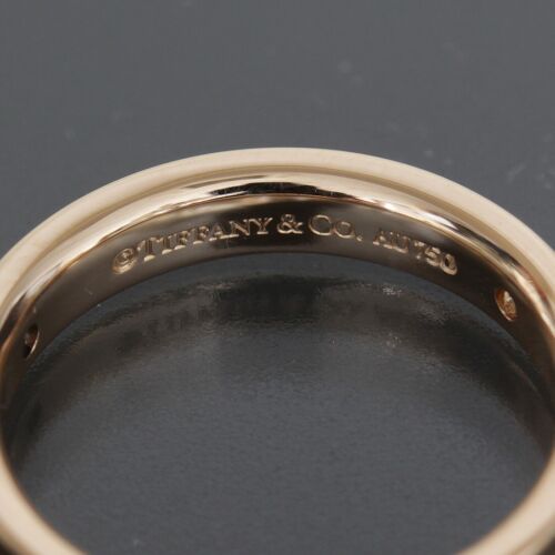 Tiffany & Co. Flat Band 3P Diamond Ring US3.25 K18PG Rose Gold Box Gala E1640 - Picture 4 of 6