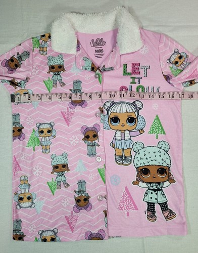 Kids Girls Size M (8) Pink Pajama Top Sherpa Collar LOL Surprise New - Picture 6 of 9