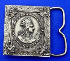 Native American Indian Head Portrait 1975 Belt Buckle by Bergamot Brass Works
