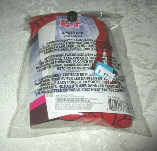 Child M/L to 85 lbs. Age 8+ Spider-Girl Tights 1 Pair Red/Black Spider-Man - Picture 2 of 2