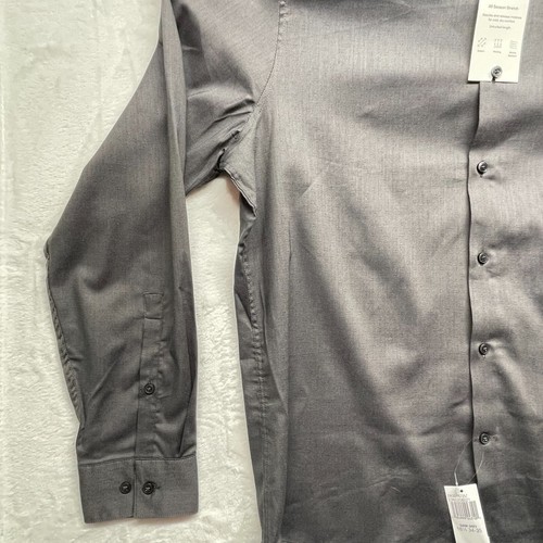 Calvin Klein Men's L Carbon Gray Textured 100% Cotton Dress Shirt New With Tags - Picture 10 of 22