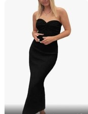Sdencin Women's Sexy Twist Knot Front Ribbed Knit Bodycon Tube Dress Size Small