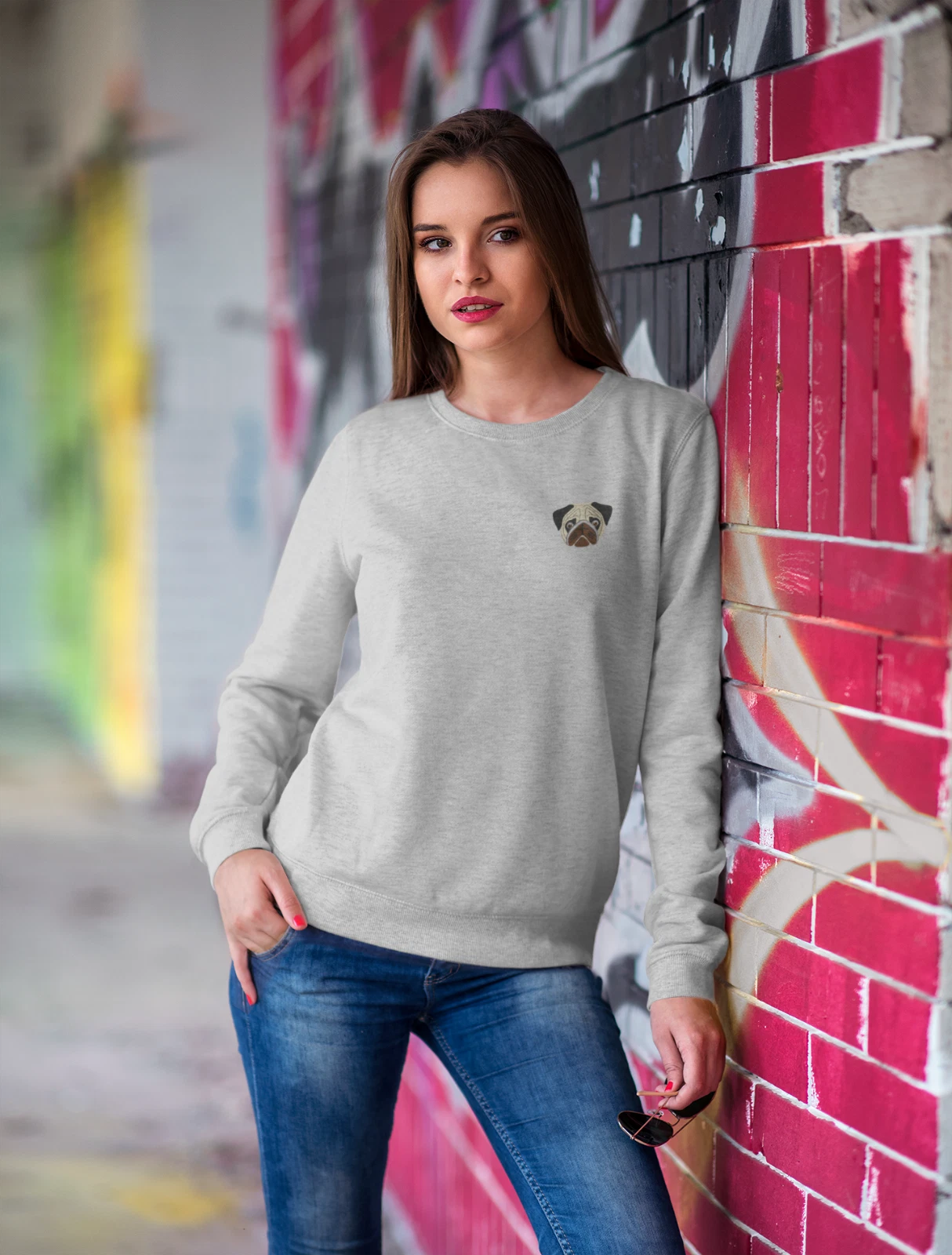 Maglione pullover ricamato BULLDOG felpa coppia regalo San Valentino unisex maglione