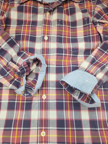 Gap Kids Boys Check Shirt Sz L Button Up Purple Multi Color Roll Tab Long Sleeve - Picture 6 of 9