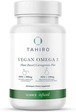 TAHIRO Vegan Omega-3 Softgels - Plant-Based Supplement with DPA, DHA & EPA -