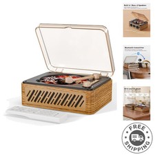 Portable Nostalgic CD Player with Bluetooth FM Radio - Walnut Yellow