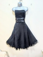 Amaranto Ladies UK 12 Black Dress Strapless Boned Ball Gown Party Evening Lace