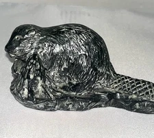 Soapstone Sculpture - A Wolf Original Vtg. Beaver Figurine Hand Carved
