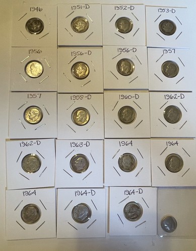 Lot of 20 Roosevelt Dimes Random Years Between 1946-1964 90% Silver Lot #AP