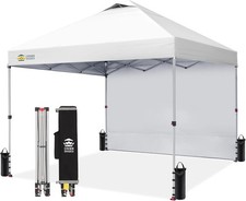 10x10 Pop Up with 1 Side Wall - Beach Tent with One Setup - Outdoor Sun Shade